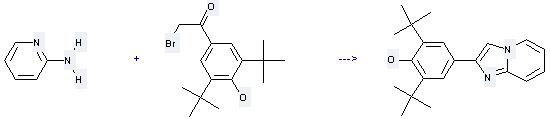 1-(3, 5-Di-tert-butyl-4-hydroxyphenyl)-2-bromethanone can be used to produce 2-(3, 5-Bi-tert-butyl-4-hydroxyphenyl)imidazo[1, 2-a]pyridine.